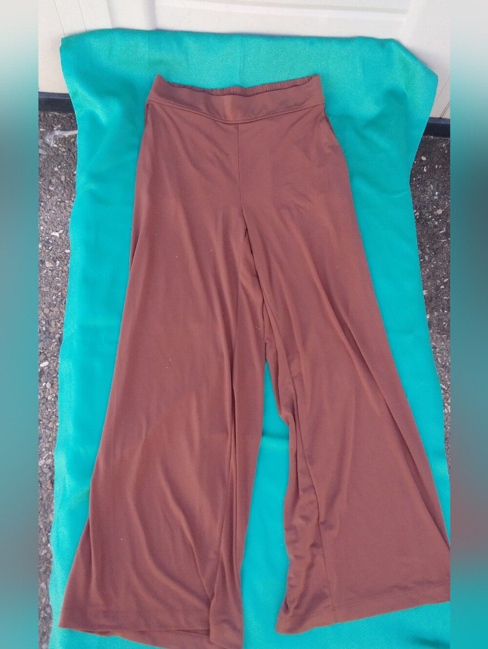 Three Dots Wide Leg Palazzo Pants - Brown Elastic Women S